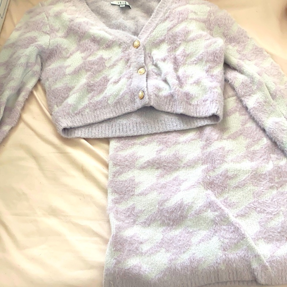Cute coquette elegant sweater and skirt fuzzy beautiful skirt and sweater set